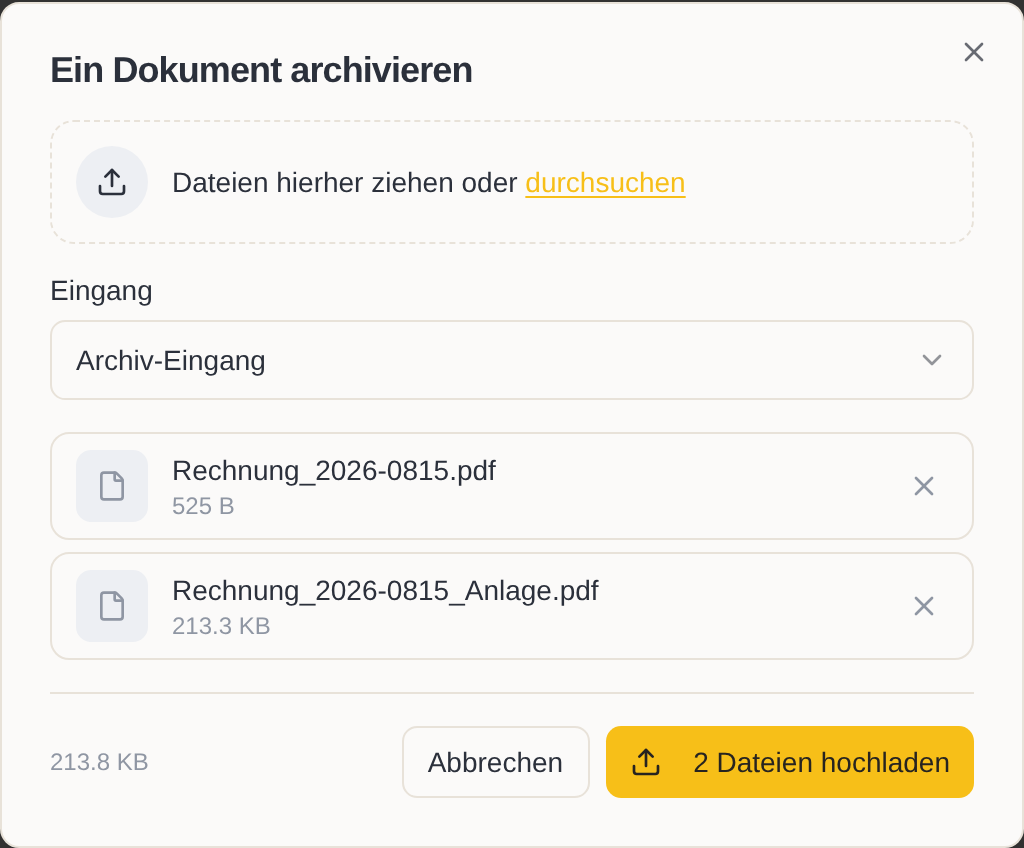 Der Dialog „Ein Dokument archivieren“